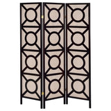 Tan and Cappuccino Circle Pattern 3-Panel Folding Screen B062P153652