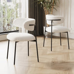 ZUN dining chairs set of 2 white , medieval modern dining chairs, teddy velvet chairs with metal legs, W1727P229055