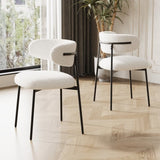 ZUN dining chairs set of 2 white , medieval modern dining chairs, teddy velvet chairs with metal legs, W1727P229055