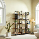 ZUN [VIDEO] 5 Tier Bookcase Home Office Open Bookshelf, Vintage Industrial Style Shelf with Metal Frame, 93102675