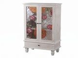 French Country Accent Cabinet with 2 Glass Doors and Drawers,Tall Storage Cabinet With ,Modern W2263P505436