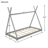 Twin Size House Platform Bed with Triangle Structure,Gray WF283047AAE