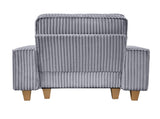 Gray Deep Seat Corduroy Armchair with Brushed Stainless Steel Cup Holder and Decorative Pillow, Cozy 56067805