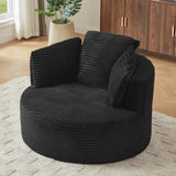 Compressible Corduroy Round Chair with Cushioned Backrest - Modern Comfort Seating for Living W2339P323616