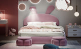 Full Size Upholstered Platform Bed with Cartoon Ears Shaped Headboard and Light, Pink N709P195300H