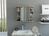 Milan Medicine Cabinet, Six External Shelves Mirror, Three Internal Shelves -Light Gray B20091957