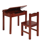 Flip Top Kids Table and Chair Set, Wood Activity Table Set with Storage Space for Arts Crafts, Dark 97595278
