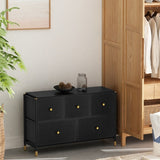 ZUN Drawer Dresser cabinet ,all Dresser with 5 PU Leather Front Drawers, Storage Tower with Fabric Bins, W679123933