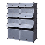 ZUN 12-Cube DIY Shoe Rack Modular Organizer Plastic Cabinet 6 Tier Modular closet cabinet with Doors 40316296