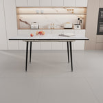 ZUN 47" expandable to 63" inch MDF square white marble patterned dining table, modern industrial kitchen W2189P174790