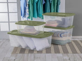 (2 pack) EZ Carry 120 Quart Extra-Large Storage Bin, Clear Plastic Storage Container with Full-Grip 18463901