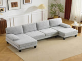 U-Shaped Sectional Sofa with 2 Short Chaise Lounges, 4 Seater Indoor Chenille Fabric Combination 30997192