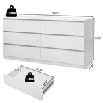 ZUN FCH 6 Drawer Double Dresser for Bedroom, Wide Storage Cabinet for Living Room Home Entryway, White 76423691