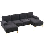 ZUN U-Shaped 4-Seat Indoor Modular Sofa Black 35865995