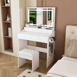 New Large Mirror Vanity Desk for Bed room , Modern Makeup Vanity Set with Power Outlet and Hair W509P339034