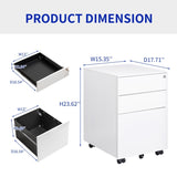 ZUN 3 Drawer Mobile File Cabinet with Lock Steel File Cabinet for Legal/Letter/A4/F4 Size, Fully 01877932