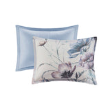 8 Piece Cotton Printed Comforter Set Blue Queen B03597238
