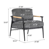 27.56" Modern Accent Chair with Plush Cushions, Minimalist Metal Frame, and Wooden Armrest Design N767P215306R