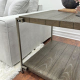 Corbeta Metal Frame Wood Living Room End Table with Shelf, Aged Graphite T2574P164769