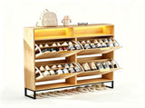 () 4-Compartment Flip-Up Drawer Shoe Cabinet with Grilles and 2 Drawers LED 19063139