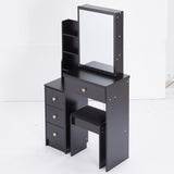 Small Size Left Bedside Cabinet Vanity Table Cushioned Stool, Extra Large Sliding Mirror, Multi W936P226030