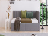 Upholstered Daybed with 2 Storage Drawers Twin Size Sofa Bed Frame No Box Spring Needed, Linen 55807837