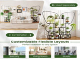 6-Tier Butterfly Shape Metal Plant Stand 2-Pack with Hanging Hooks Adjustable Foot Pads Black 65197727