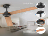 52 inch Modern Ceiling Fan with Lights,Remote Control, 3 Plywood Blades,6-Speed,Dimmable, Noiseless 64182161