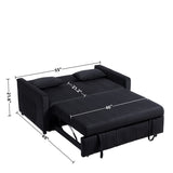 Sleeper Sofa Bed, 3-in-1 Velvet Pull Out Couch with Armrests, Storage Pockets and 2 Pillows, W3138P281569