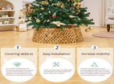 Handcrafted Openwork Woven Hyacinth Wicker Christmas Tree Collar - Rattan Xmas Tree Skirt & Stand 96970668