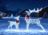 Lighted Christmas Reindeer Decorations, Cold White LED Pre-Lit Xmas Reindeer Set with Glittered 62740462