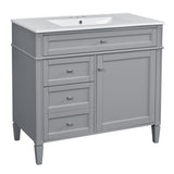 36'' Bathroom Vanity with Top Sink, Modern Bathroom Storage Cabinet with 2 Drawers and a Tip-out N710P230246E
