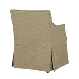 London Upholstered Skirted Dining Arm Chair with Hidden Casters Beige B035P341170