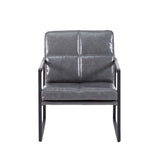 ZUN PU leather leisure black metal frame recliner chair for living room and bedroom furniture,grey W2181P293816