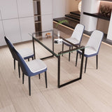 51" 4 person glass dining table set, kitchen set with black metal leg dining table and chairs, 78869142