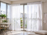 Sheer White Curtains 84 Inches Long, 2 Panels Set , Dual Rod Pocket Sheer 63965157