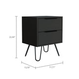 Augusta 2 Nightstand , End Table, Side Table Four Legs, Two Drawers -Black B20092070