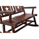 Outdoor Wood Rocking Bench Carbonized Double Rocking Chair for 2 Persons with Wide Curved Seat, W465P221182
