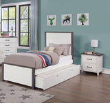 White Color Nightstand Bedroom 1pc Nightstand Solid wood Black Appliance Pull 2-Drawers bedside B011P165673