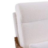 ZUN High Back Solid Wood Armrest Backrest Iron Frame Teddy Velvet Indoor Leisure Chair Off-White 78816412