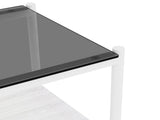 Set of 2 Rectangle End Table, Tempered Glass Tabletop with MDF layer, Modern Table for Living Room , W241P184250