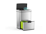 Motion Sensor Kitchen Trash Can, 19 Gal 3-Compartment Stainless Steel Garbage Bin with Infrared Lid, 80636102