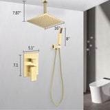 ZUN Ceiling Mounted Shower System Combo Set with Handheld and 16"Shower head TH6006-16BG