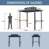 Outdoor Grill Gazebo 8 x 5FT, Hardtop BBQ Gazebo with UV-Resistant Polycarbonate Roof & Storage W765P269609
