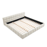 King size Upholstered Bed Frame Thick Fabric, Chenille Fabric Grounded Queen Size Platform Bed W487P246689