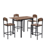 ZUN TOPMAX Farmhouse 5-piece Counter Height Drop Leaf Dining Table Set with Dining Chairs for 4,Black WF290233AAB