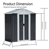 5X3 Feet Dark Grey Outdoor Storage Shed With Aluminum Alloy Frame With Base W2794P281547