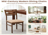 2 PCS Solid Rubber Wood Dining Chairs Set , Farmhouse Style Upholstered Armless Chairs with Hollow 99423812