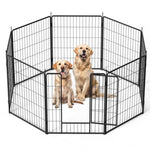 ZUN Dog Playpen Indoor Outdoor, 32" Height 8 Panels Fence with Anti-Rust Coating, Metal Heavy Portable W1134142985