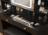 Pitted Particleboard With Triamine Coating, Tempered Glass Table Top, 5 Drawers, With Shelves, With 45527334